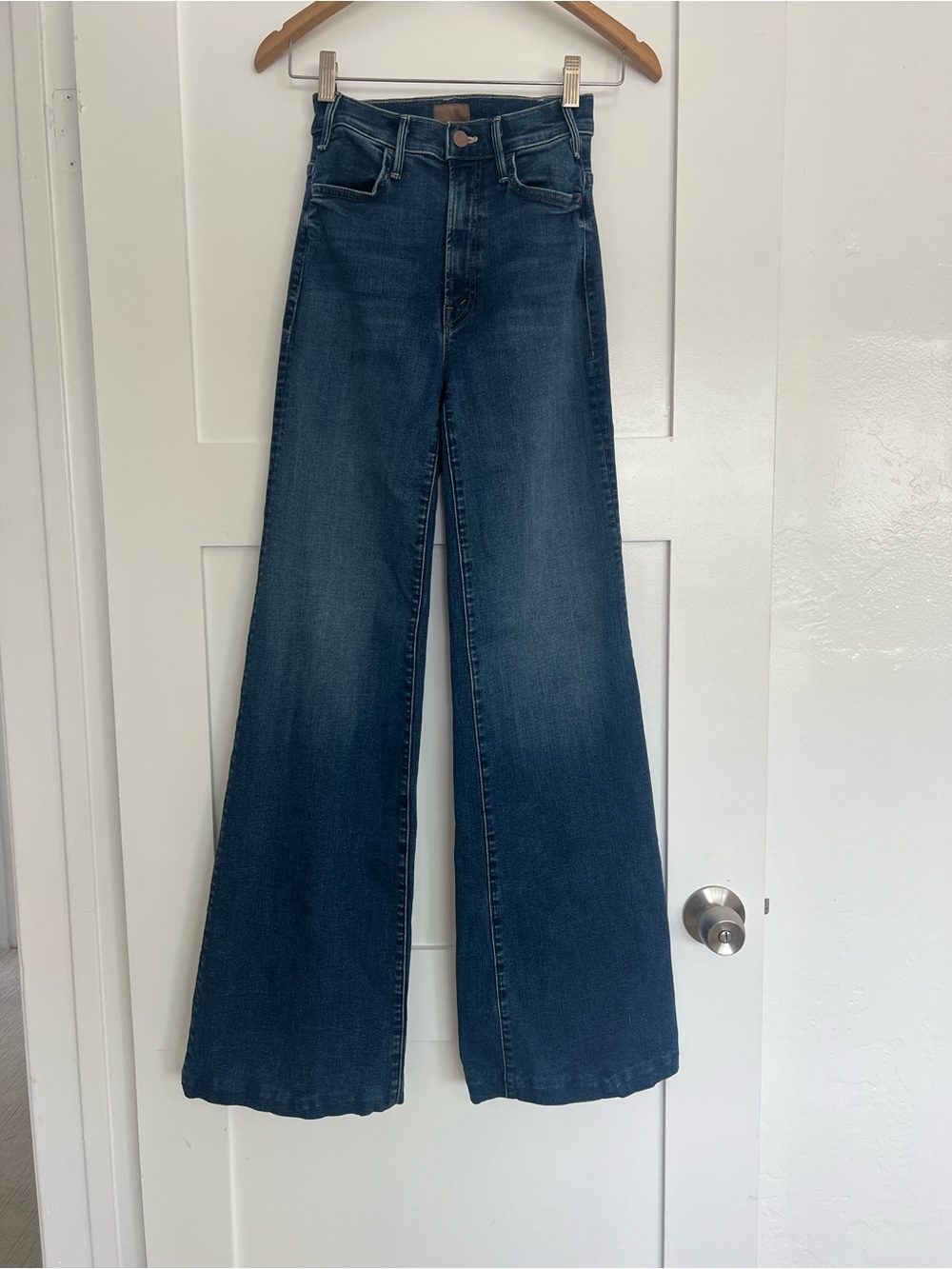 MOTHER Dark Blue High-Rise Wide Leg Jeans